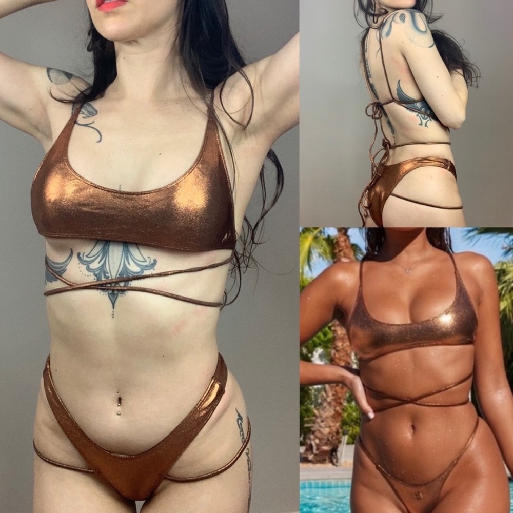 Minimale animale two piece bronze shimmer bikini
